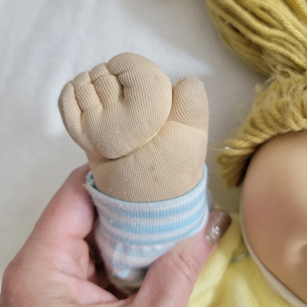 VTG‎ 1985 Cabbage Patch Kids Doll HM 3 Blonde Hair Pigtails Original Yellow Suit